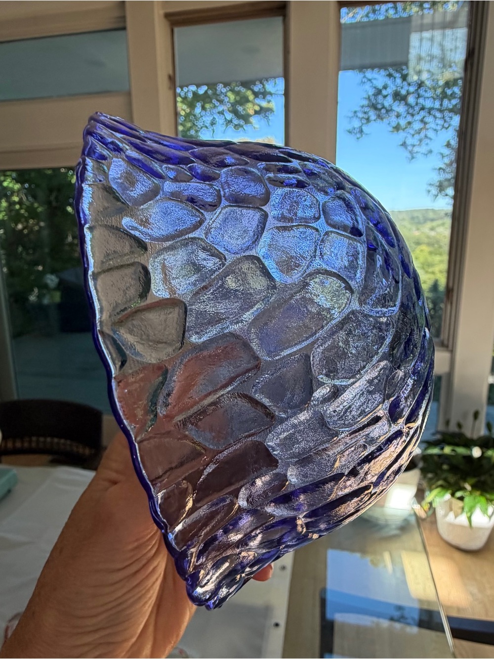 Handblown Textured Decorative Glass Bowl Purple